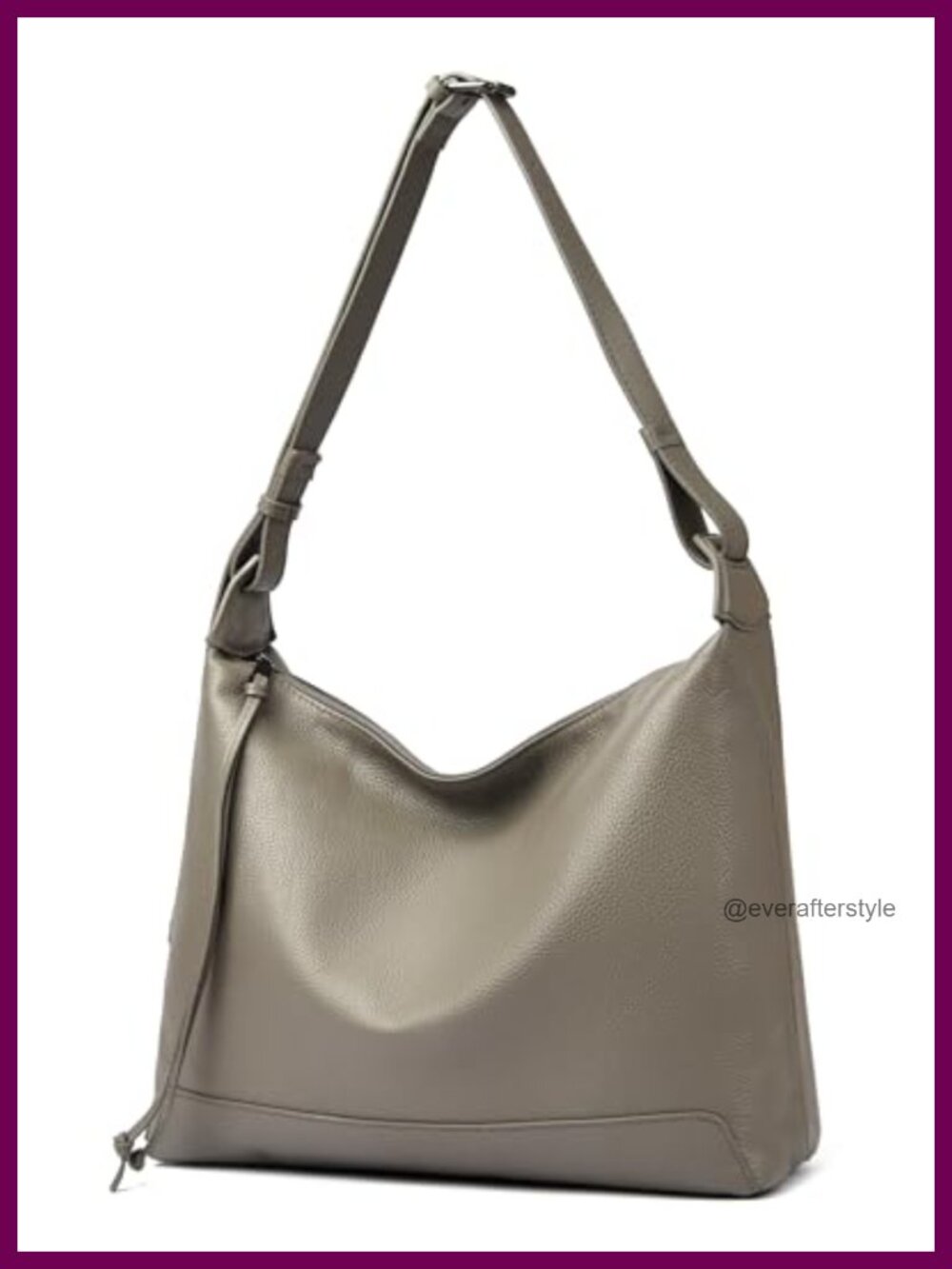 Genuine Pebbled Leather Hobo Shoulder Bag Slouchy Work Tote Fits iPad